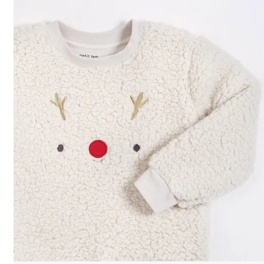 Petit Lem Cream Reindeer Sweater